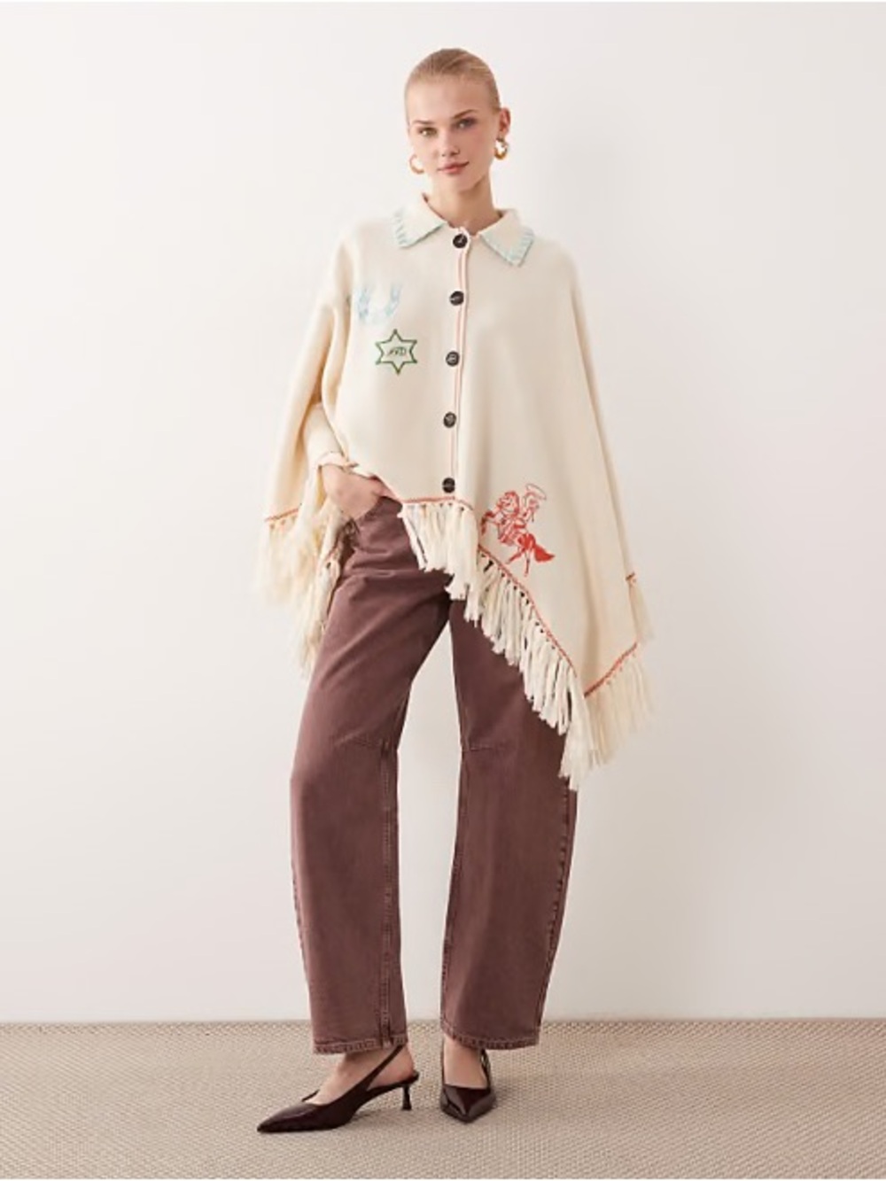 Sold out Never Fully Dressed Western Knitted Cape in Cream - NWT